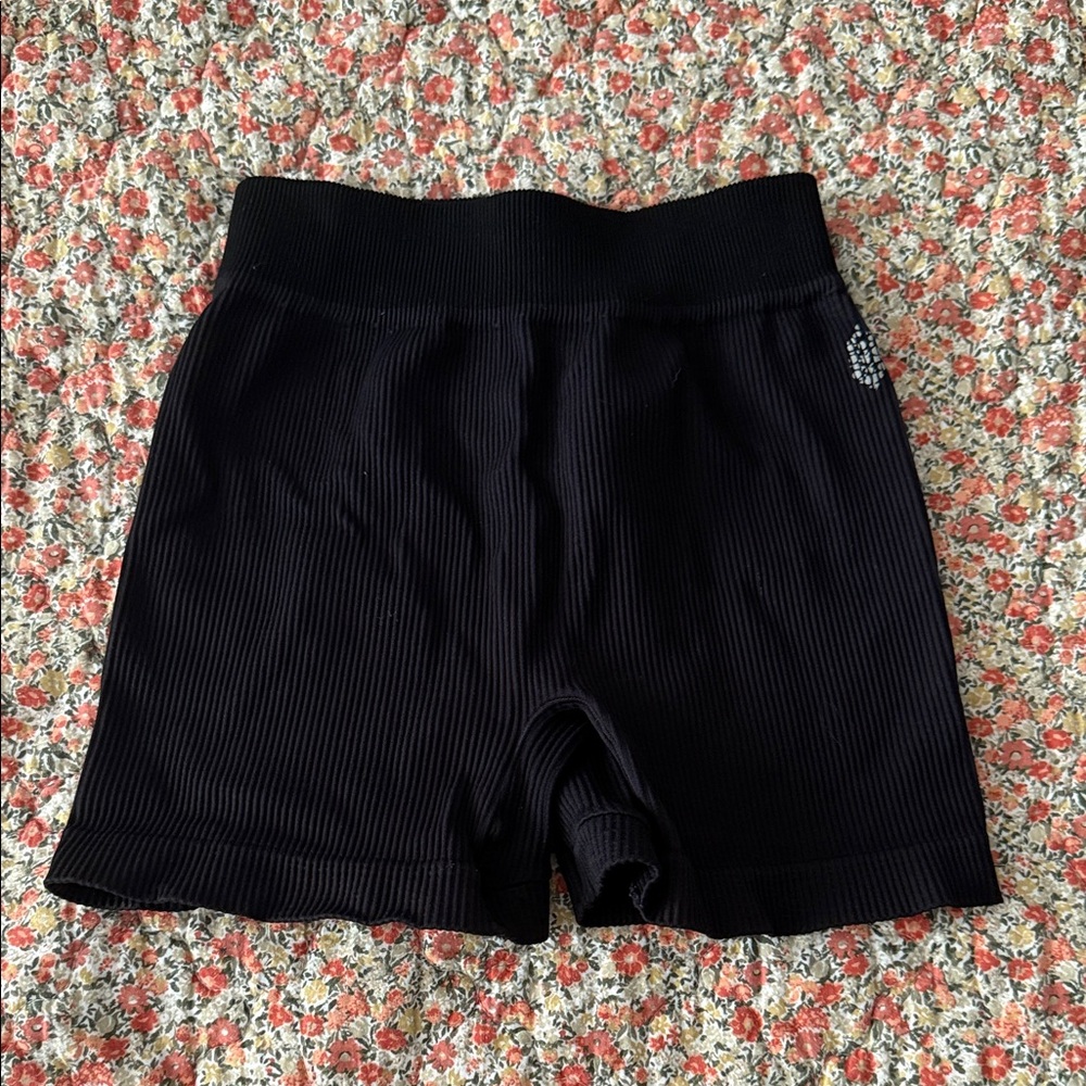 Free People Ribbed Black Bike Shorts